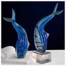 琉璃鯨魚水晶獎座