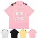  条纹拉链翻领polo衫
