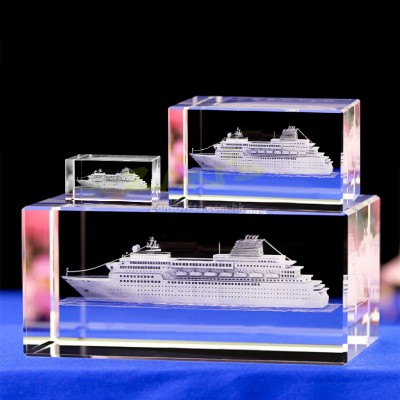 3D Engraved Cruise Ship Crystal