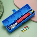 矽膠積木手柄不銹鋼餐具三件套