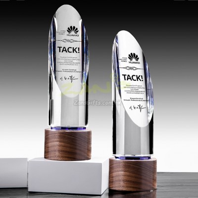 Solid Wood Crystal Column Commemorative Trophy