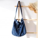 Solid Color Literary One-Shoulder Denim Messenger Bag