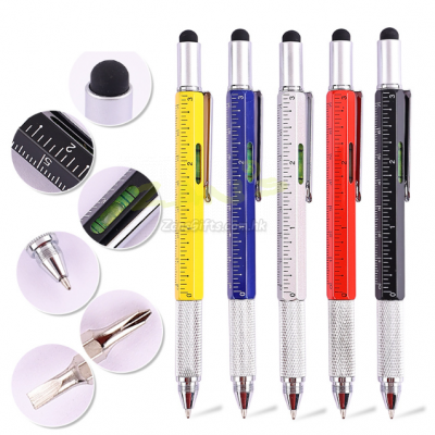Multifunctional touch head screwdriver ruler 6-in-1 ballpoint pen