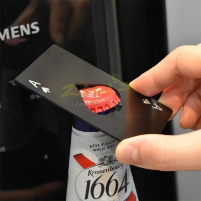 Poker card-shaped fridge magnet bottle opener