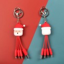 Cartoon Christmas Charging Cable with Keychain