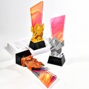 Pickleball Themed Color Printed Crystal Trophy