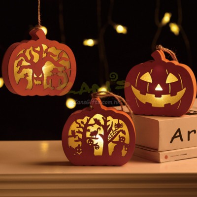 Wooden Pumpkin Lamp