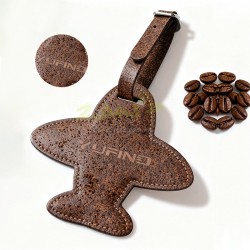 Eco-friendly airplane luggage tag made from coffee grounds