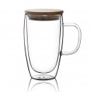 Double-layer Glass Mug with Bamboo Lid