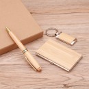 Wood Key Chain Business Card Clip Pen Set