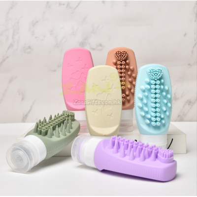 多功能旅行分裝瓶自帶洗臉洗頭刷 多功能旅行分裝瓶自帶洗臉洗頭刷