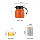 316Stainless Steel Large Capacity Teapot Glass Tea Cup Travel Set