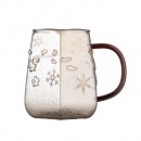 Snow Pattern Glass Coffee Cup With Handle