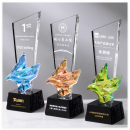 Colorful Flying Dove Crystal Trophy