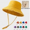 Frayed Solid‑Color Cotton Bucket Hat
