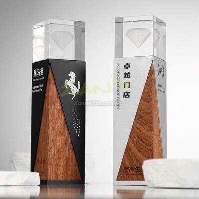 Solid Wood Crystal Trophy