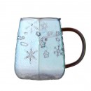 Snow Pattern Glass Coffee Cup With Handle