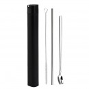 Stainless steel straw set