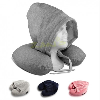 U Shape Travel Neck Pillow with Hoodie