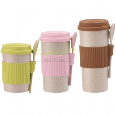 350ML Wheat Straw Coffee Cup with Spoon