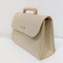 Felt Tote Bag with Wooden Handle