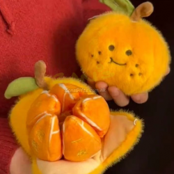 Decompression peeled orange plush doll keychain