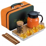 316Stainless Steel Large Capacity Teapot Glass Tea Cup Travel Set