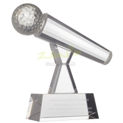 Microphone crystal trophy