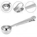 Stainless Steel Ground Coffee Measuring Scoop Spoon with Bag Seal Clip