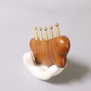小貓五齒黃銅經絡木梳