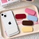 仿皮紋手機支架折疊鏡