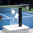 Pickleball Themed Color Printed Crystal Trophy