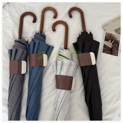 Retro Wooden Handle Black Vinyl Umbrella Retro Wooden Handle Black Vinyl Umbrella