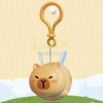 Pull String Flying Capybara Stress Relief Keychain