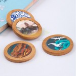 Customized Round Bamboo Ceramic Retro Absorbent Coaster