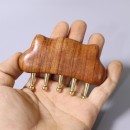 小貓五齒黃銅經絡木梳