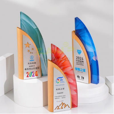 创意帆船水晶獎座