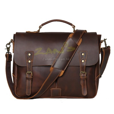 复古真皮公事电脑包