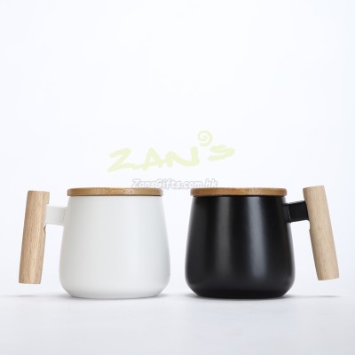 425ML Ceramic Mug with Wooden Handle