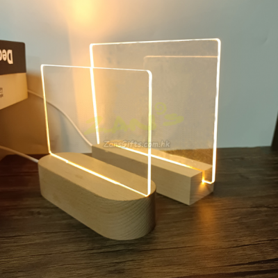 3d小夜燈記事板實木led臺燈