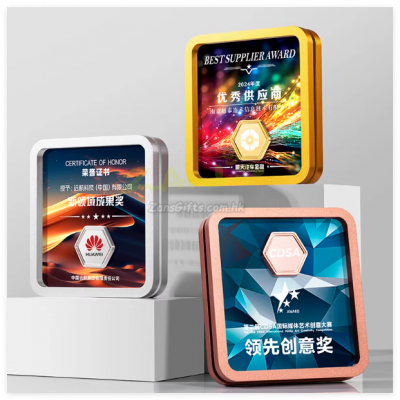 Square Metal Crystal Trophy