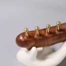 小貓五齒黃銅經絡木梳