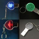 Crystal Metal USB Flash Drive with Key-ring and Led