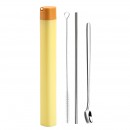 Stainless steel straw set