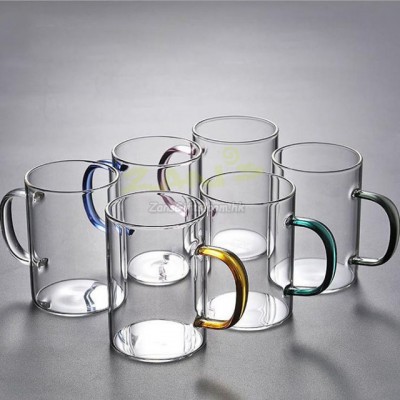 Glass Mug with Colored Handle