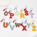 PU leather keychain with 26 English letters