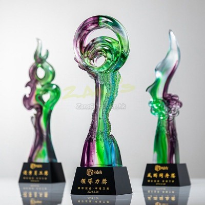 Green Purple Colorful Crystal Trophy