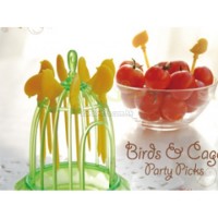 Bird & Cage Party Picks-Poster