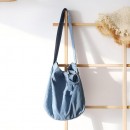 Solid Color Literary One-Shoulder Denim Messenger Bag