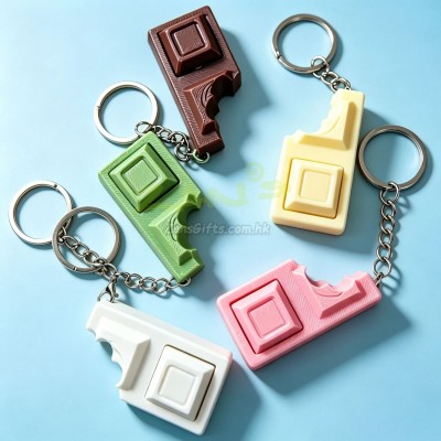 Chocolate Button Decompression Keychain